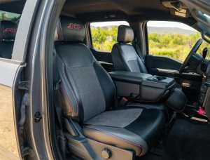 Ford F250 Front Seat Covers - PRP Seats - Standard Style - Black with Red Stitch - `23-`26